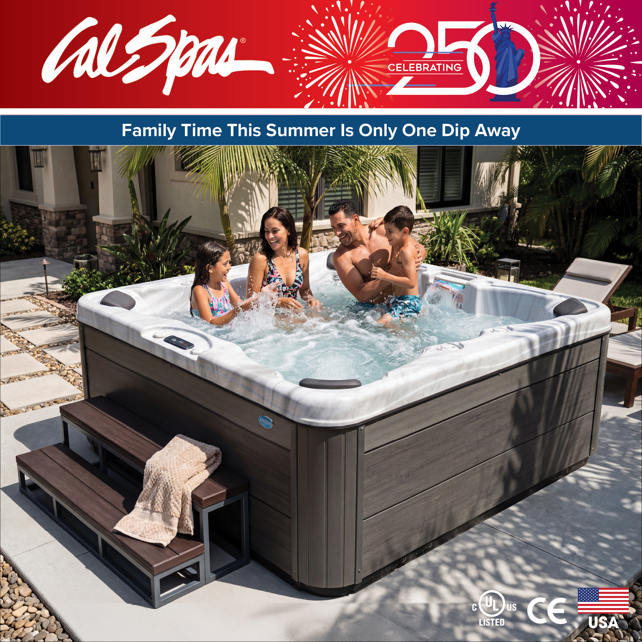 Calspas hot tub being used in a family setting - Lakeport